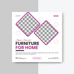 modern furniture sale social media post or facebook, instagram ad design for social media marketing