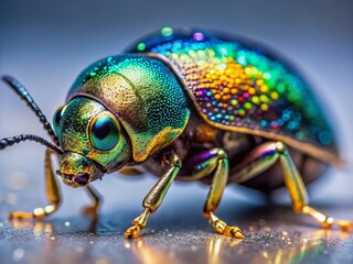 Naklejka premium Sparkling Insect: Macro Photography of Glittering Insect Body Texture