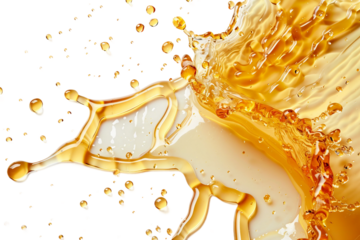 Captivating honey splash with droplets creating a playful scene isolated on transparent background