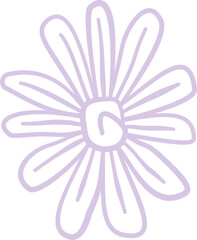 Hand drawn single flower doodle outline suitable for decoration. Cute and funny.