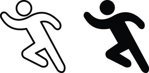 running man icon set. Speed up, walking man, a man running at a great speed. Vector illustration 
