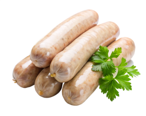 Fresh Raw Sausages with Parsley - Isolated on White Background as Transparent. PNG. AI GENERATED