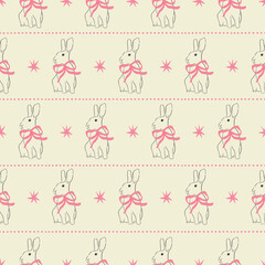 Easter seamless pattern, rabbit, bunny, eggs, background, print, pattern, greeting card, banners, web, wrapping paper, fashion, fabric, textile, wallpaper, cover