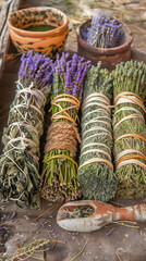 Fototapeta premium Soothing Aromatic Assortment of Smudge Sticks for Cleansing and Purification