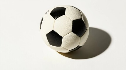 Fototapeta premium Minimalist soccer ball on white background showcasing texture and shadow play