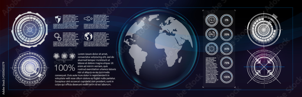 Poster global data visualization showcasing geographic information and metrics in a modern digital interfac
