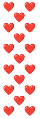 set of red hearts isolated on white background 