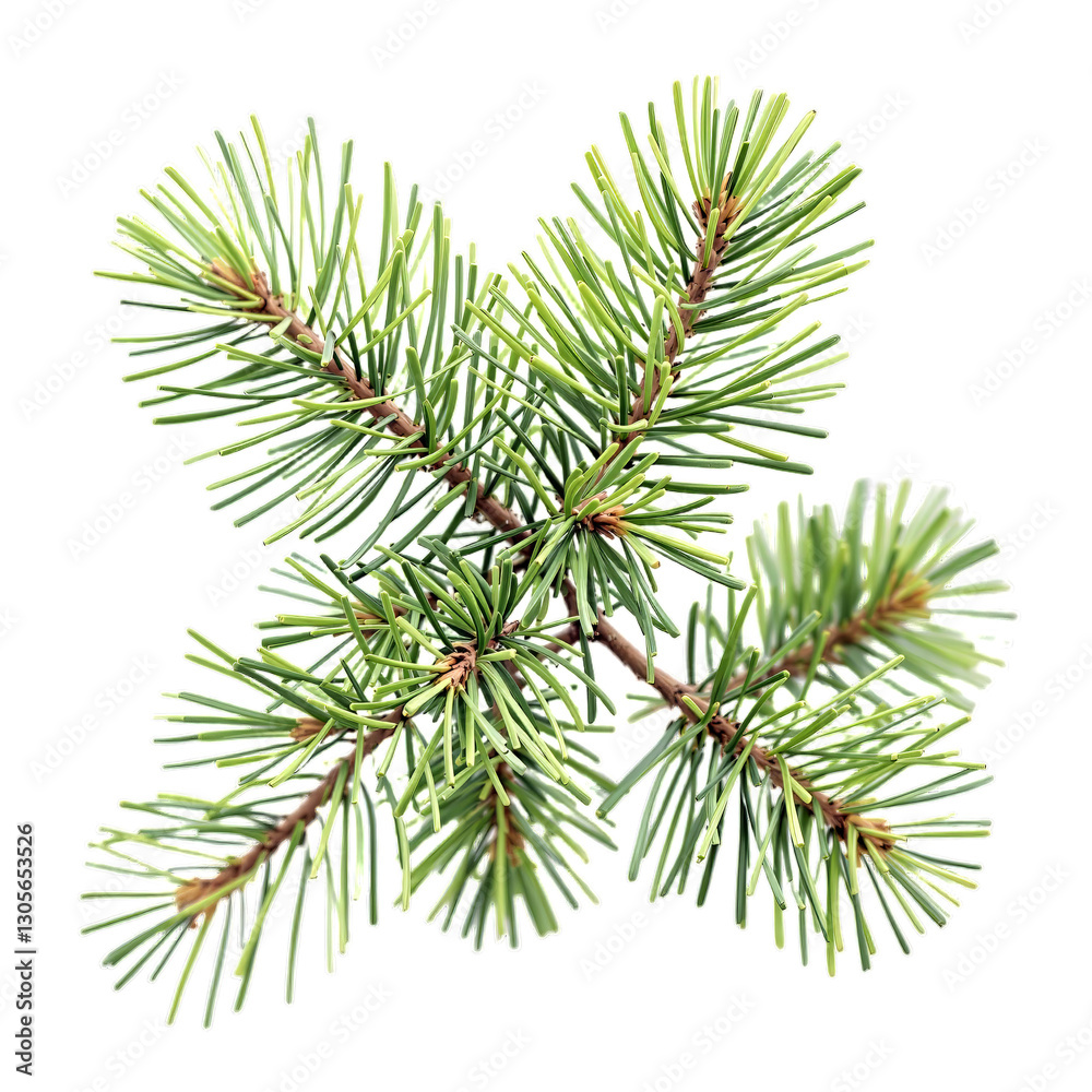 Poster A close-up image of evergreen pine branches with sharp needles. isolated on transparent background