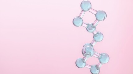 Abstract molecular structure on soft pink background captivating glass-like design for science and technology themes