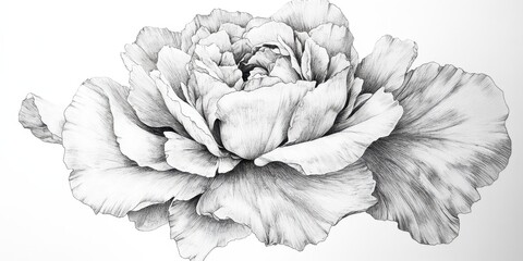 A detailed pencil drawing showcasing a beautiful open flower head