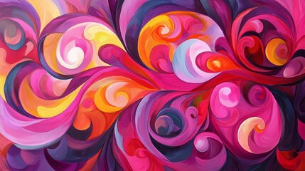 Bright fuchsia and magenta swirls, vibrant and dynamic with fluid glossy patterns