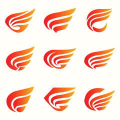 Obraz premium Abstract Wing Logo Set - Modern Gradient Feather Symbols for Branding and Business Identity