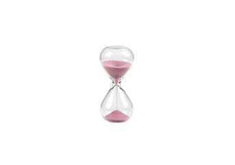 Elegant hourglass with pink sand showcasing the passage of time in a minimalist design for aesthetic and decor uses
