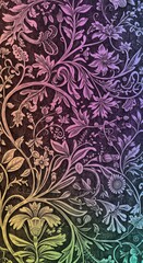 Colorful gradient botanical pattern with intricate floral design