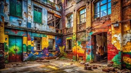 Fototapeta premium Urban Decay: Abstract Patchwork Wall Texture with Smudged Paint