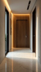 Modern entryway with sleek lines, statement lighting, entryway, home decor