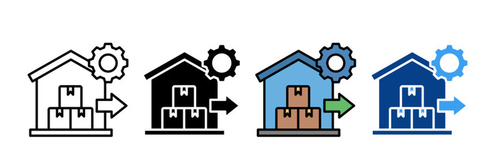 Warehouse Icon Set Multiple Style Collection