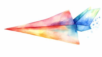 Watercolor illustration of a paper airplane, representing creativity and simplicity, ideal for design projects and educational materials. Whimsy - Carnival. Illustration