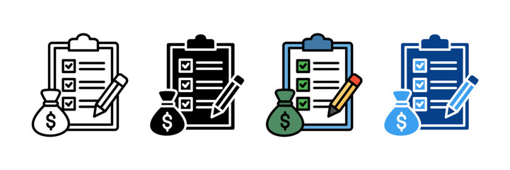Financial Plan Icon Set Multiple Style Collection