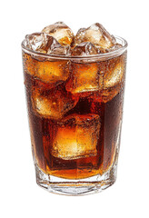 Chilled bar beverage with ice cubes. Isolated on transparent background, png.