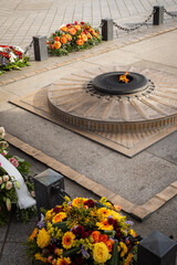 The flame of the unknown soldier under the arches of the Arc de Triomphe in Paris - 4
