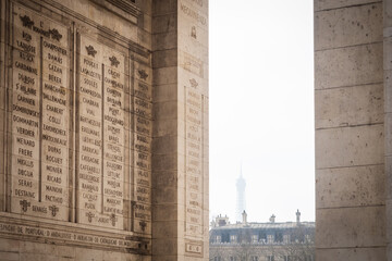 The Eiffel Tower seen under the arches of the Arc de Triomphe in Paris - 2