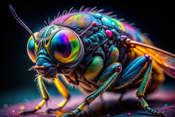 Fototapeta premium Vibrant Neon Insect Macro: Surreal Spray Paint Art Background