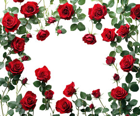 Floral heart design with white roses. Isolated on transparent background, png.
