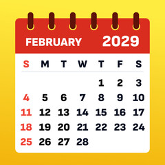 Elegant February 2029 calendar with a professional layout. Ideal for planning events, setting reminders, and keeping track of deadlines