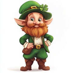 Fototapeta premium Cute Leprechaun fairy and green decorations of St. Patrick’s Day.