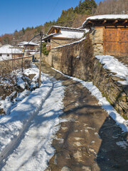 Obraz premium Winter view of Village of Leshten, Bulgaria