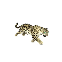 Obraz premium 3D logo snow leopard attacking on snowy terrain