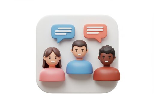 Diverse cartoon characters with speech bubbles: communication and social interaction concept