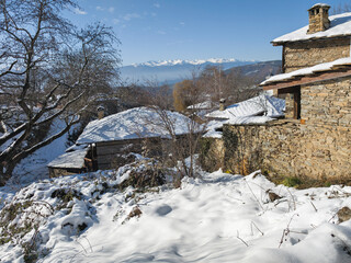 Winter view of Village of Leshten, Bulgaria