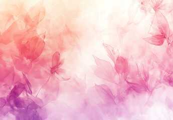 Ethereal Pink Watercolor Flowers with Purple Gradient