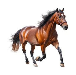 Obraz premium Running horse in motion studio shot. Isolated on transparent background, png.
