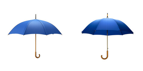 Obraz premium Classic Blue Umbrellas with Wooden Handles Isolated on Transparent Background