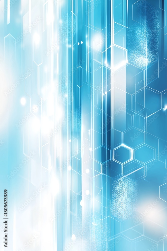 Poster abstract blue background with glowing light effects, representing technology, innovation, digital ne