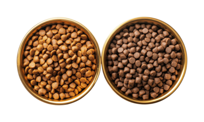 Indoor display of pet nutrition options. Isolated on transparent background, png.