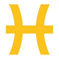 Obraz premium Pisces Zodiac Clipart Illustration | Bold Yellow Symbol Isolated on White Background