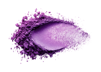 Close-up beauty purple powder studio. Isolated on transparent background, png.