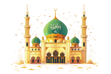 Beautifully Styled Muharram Ul Haram Logo with Sacred Text and Symbolic Decorations Isolated on Transparent Background