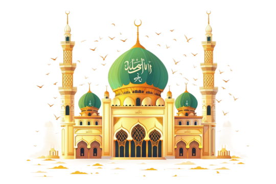 Beautifully Styled Muharram Ul Haram Logo with Sacred Text and Symbolic Decorations Isolated on Transparent Background