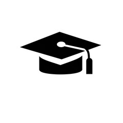 PNG cut out isolated background. A sleek black graduation cap icon representing academic achievement, success, and education. Perfect for school, university, and learning-related designs.