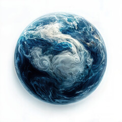 Planet earth rotating showing swirling cloud formations and ocean currents