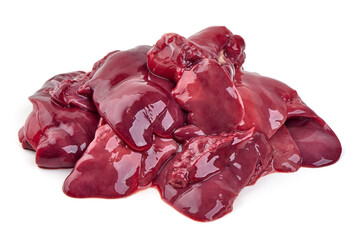 Fresh Raw Liver Isolated on White Background.