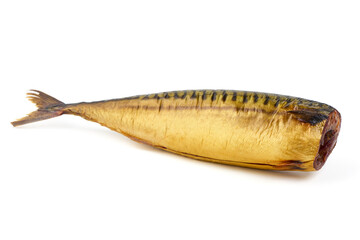Smoked Mackerel, Isolated on White Background.