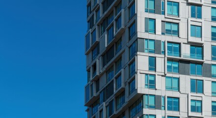 Obraz premium Modern high-rise architecture against a clear blue sky