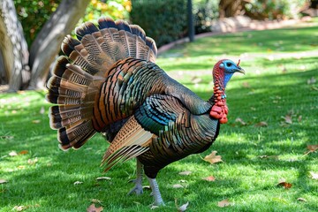 A majestic Eastern Wild Turkey walking proudly in its woodland home
