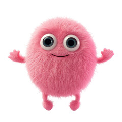 Cute, pink, furry character dancing, with simple shapes, isolated on a white background